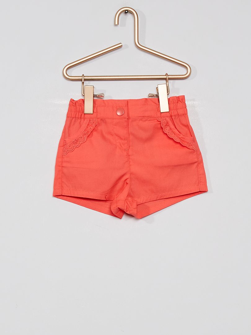 Shorts in popeline rosa corallo - Kiabi
