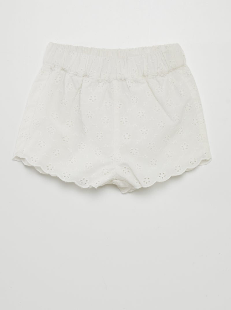 Shorts in ricamo punto inglese BIANCO - Kiabi