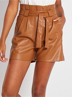Shorts in similpelle a vita alta - Kiabi