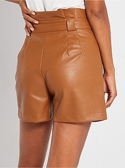 Shorts in similpelle a vita alta - Kiabi