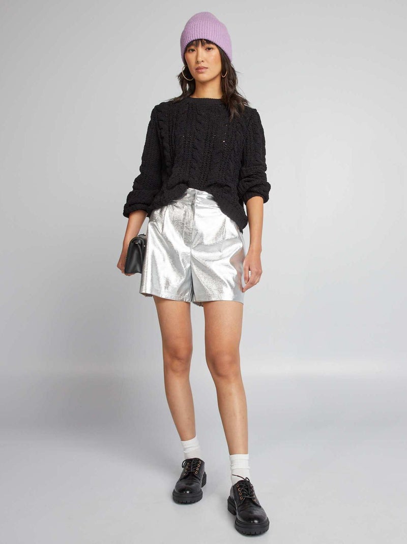 Shorts in similpelle argentata GRIGIO - Kiabi