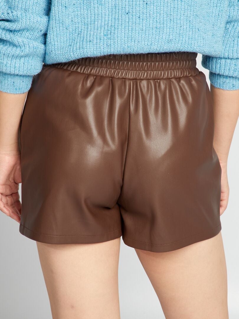 Shorts in similpelle MARRONE - Kiabi