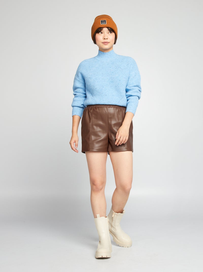 Shorts in similpelle MARRONE - Kiabi