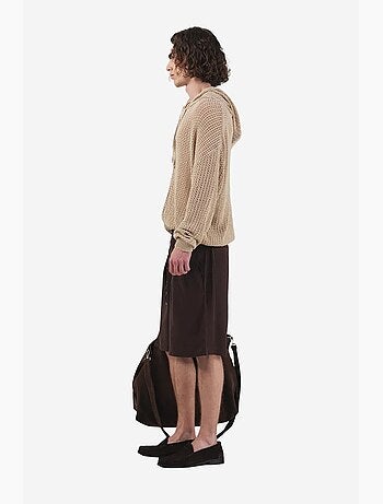 Shorts in tencel a vita media, gamba ampia e con cintura giesto