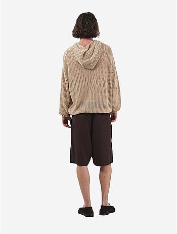 Shorts in tencel a vita media, gamba ampia e con cintura giesto