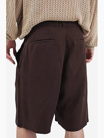 Shorts in tencel a vita media, gamba ampia e con cintura giesto