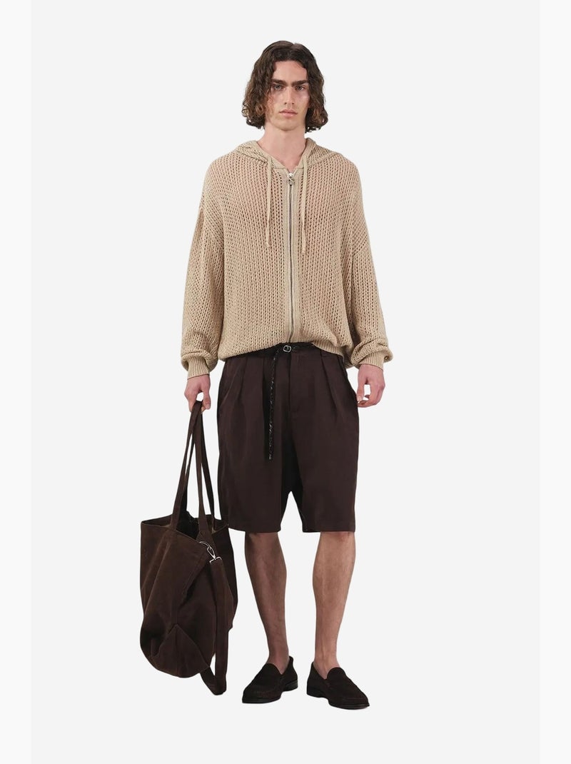 Shorts in tencel a vita media, gamba ampia e con cintura giesto Marrone scuro - Kiabi