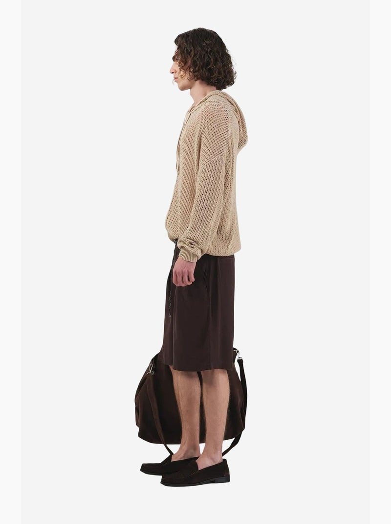 Shorts in tencel a vita media, gamba ampia e con cintura giesto Marrone scuro - Kiabi