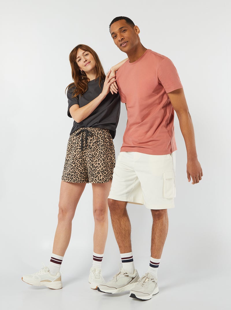 Shorts in tessuto felpato con cordoncini BEIGE - Kiabi