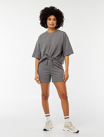 Shorts in tessuto felpato con cordoncini