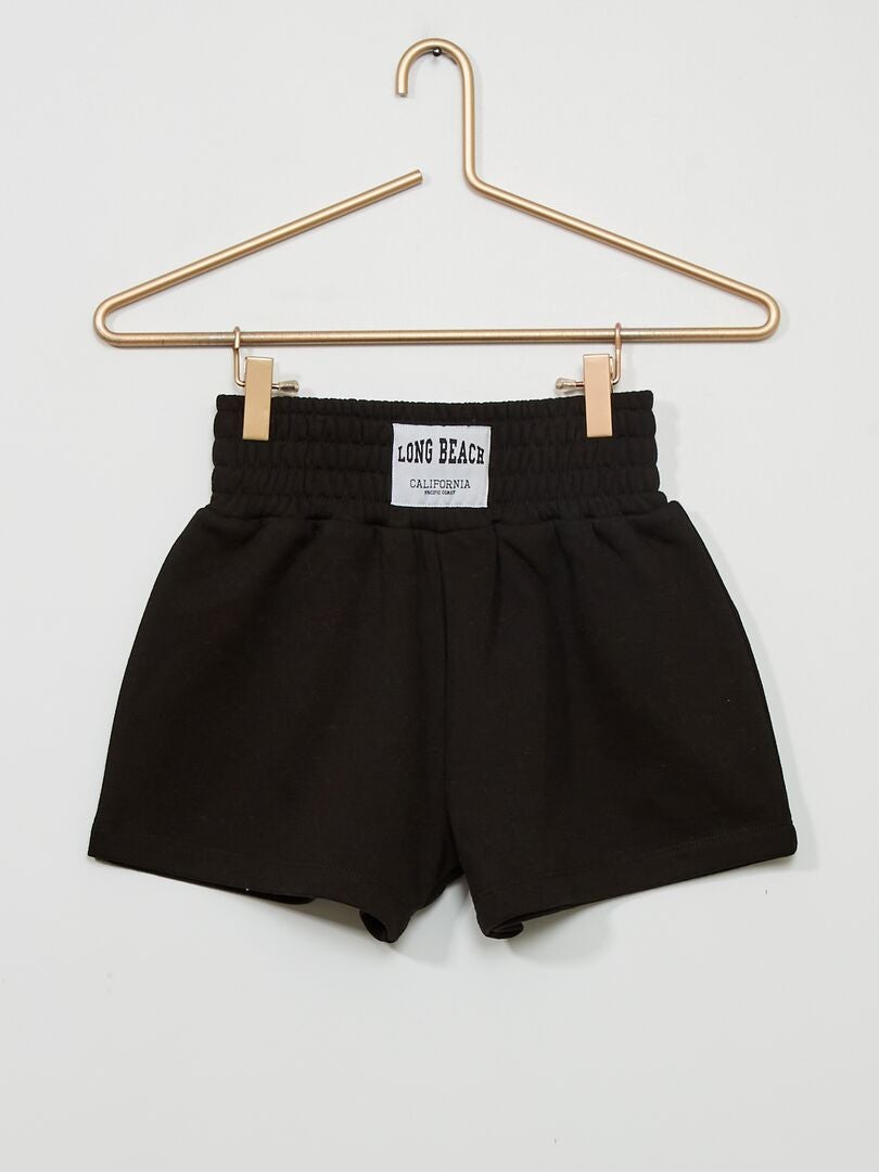 Shorts in tessuto felpato con etichetta grande NERO - Kiabi