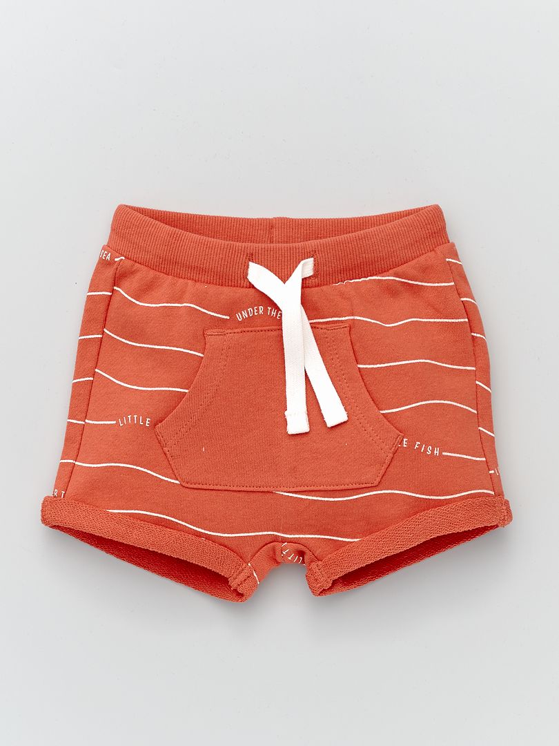 Shorts in tessuto felpato con risvolto ROSSO - Kiabi