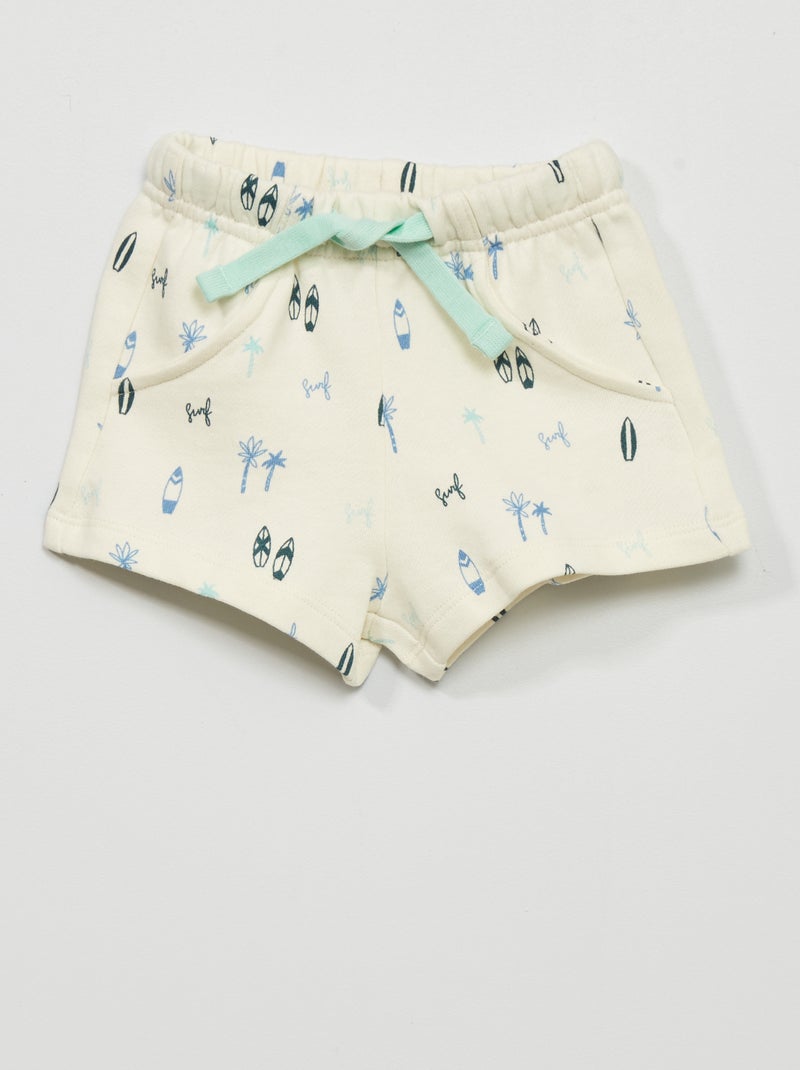 Shorts in tessuto felpato con stampa BIANCO - Kiabi