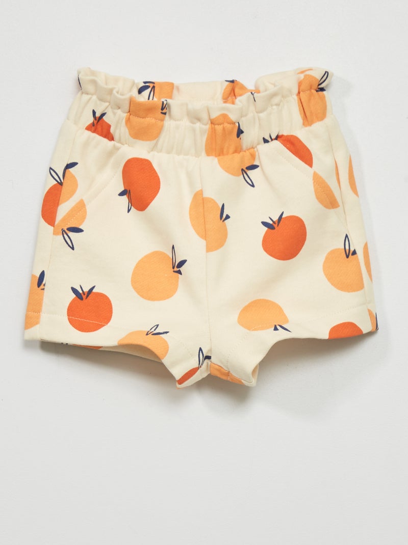 Shorts in tessuto felpato con stampa BIANCO - Kiabi