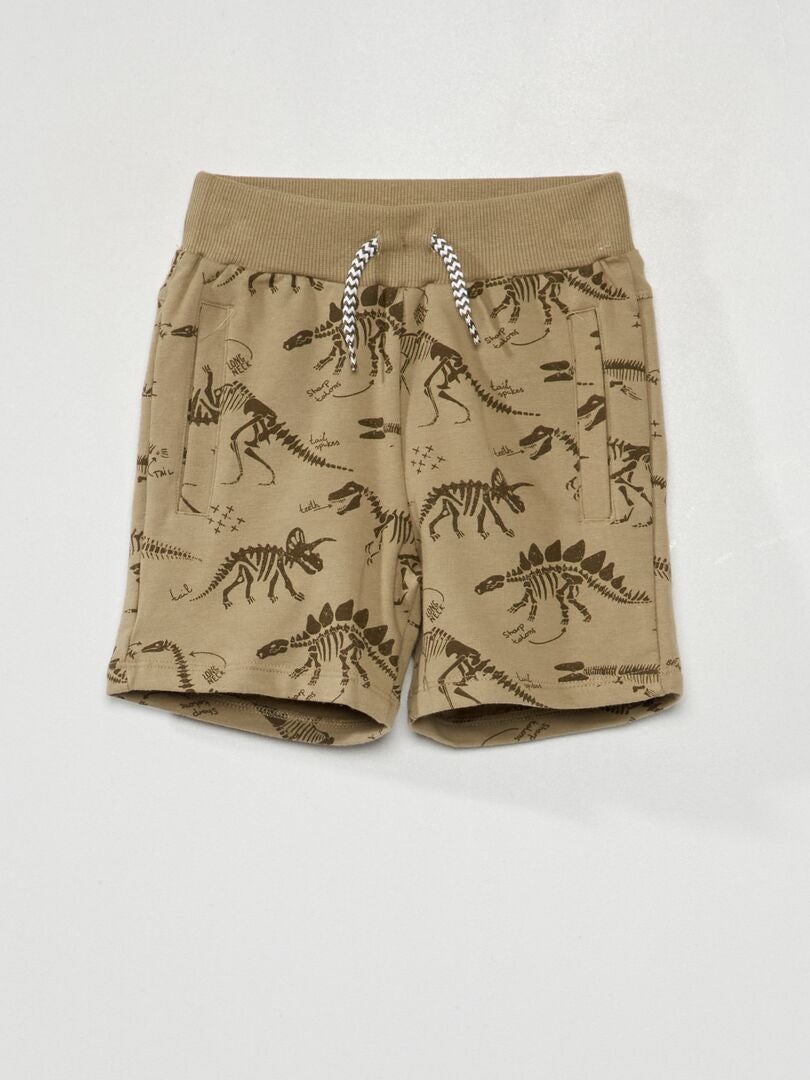 Shorts in tessuto felpato 'dinosauri' kaki - Kiabi