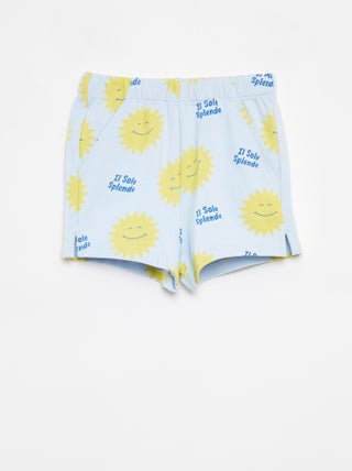 Shorts in tessuto felpato leggero con motivo