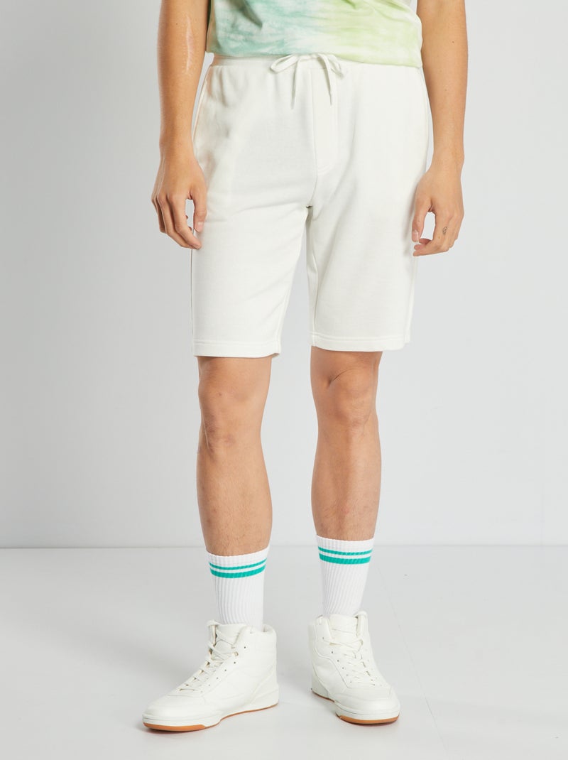 Shorts in tessuto felpato tinta unita BIANCO - Kiabi