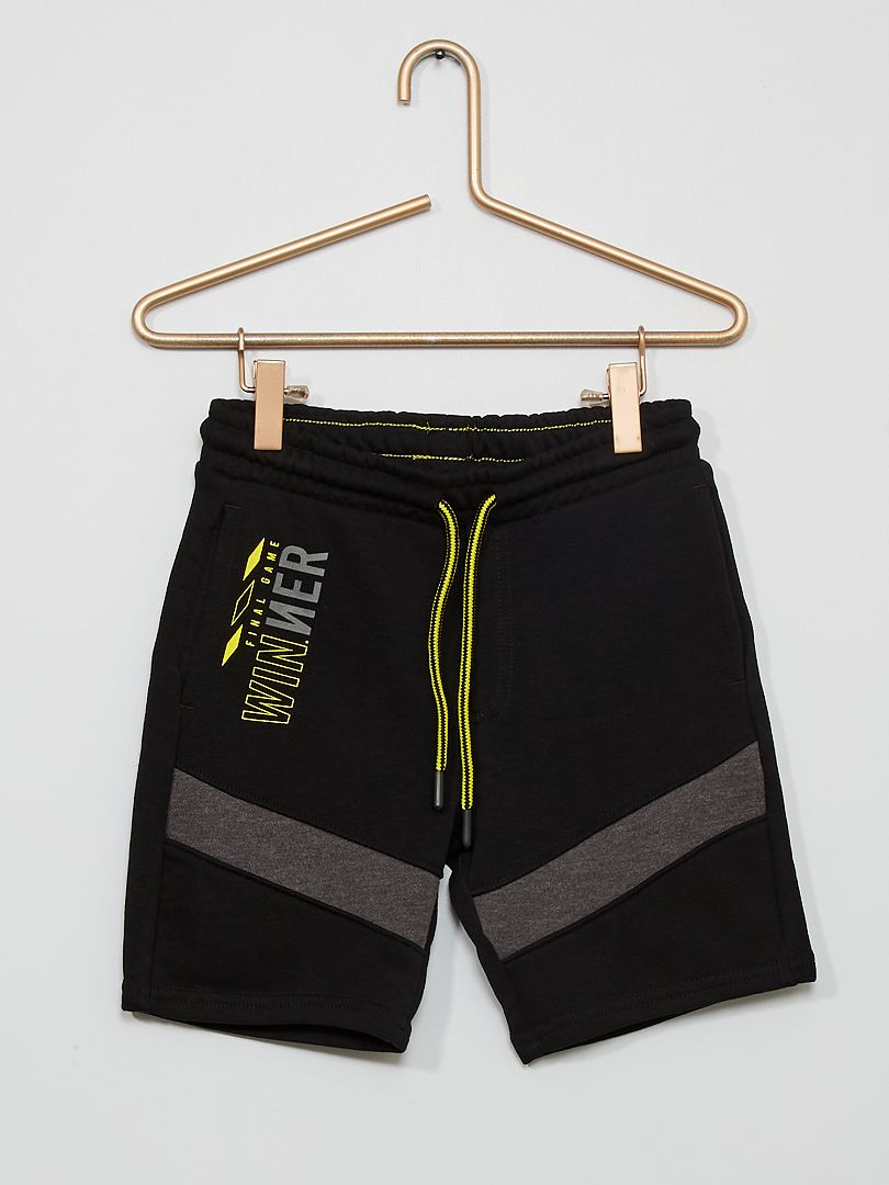 Shorts in tessuto felpato 'winner' NERO - Kiabi