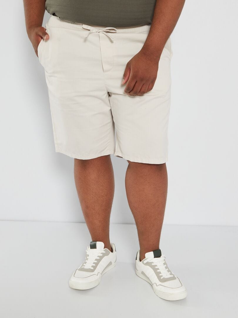 Shorts in tinta unita in twill di cotone grigio beige - Kiabi