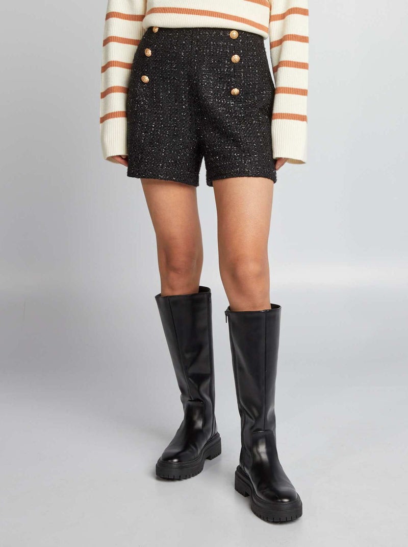 Shorts in tweed con bottoni nero - Kiabi
