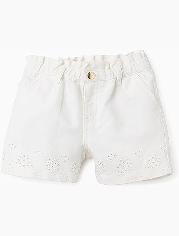 Shorts in twill con broderie anglaise