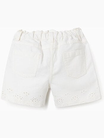Shorts in twill con broderie anglaise
