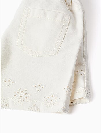 Shorts in twill con broderie anglaise