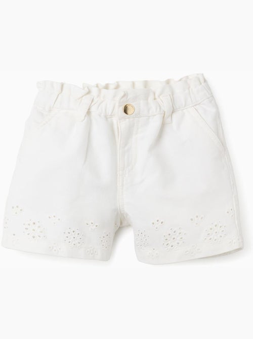 Shorts in twill con broderie anglaise - Kiabi