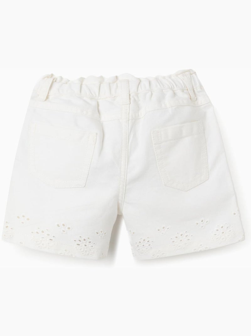 Shorts in twill con broderie anglaise Beige chiaro - Kiabi