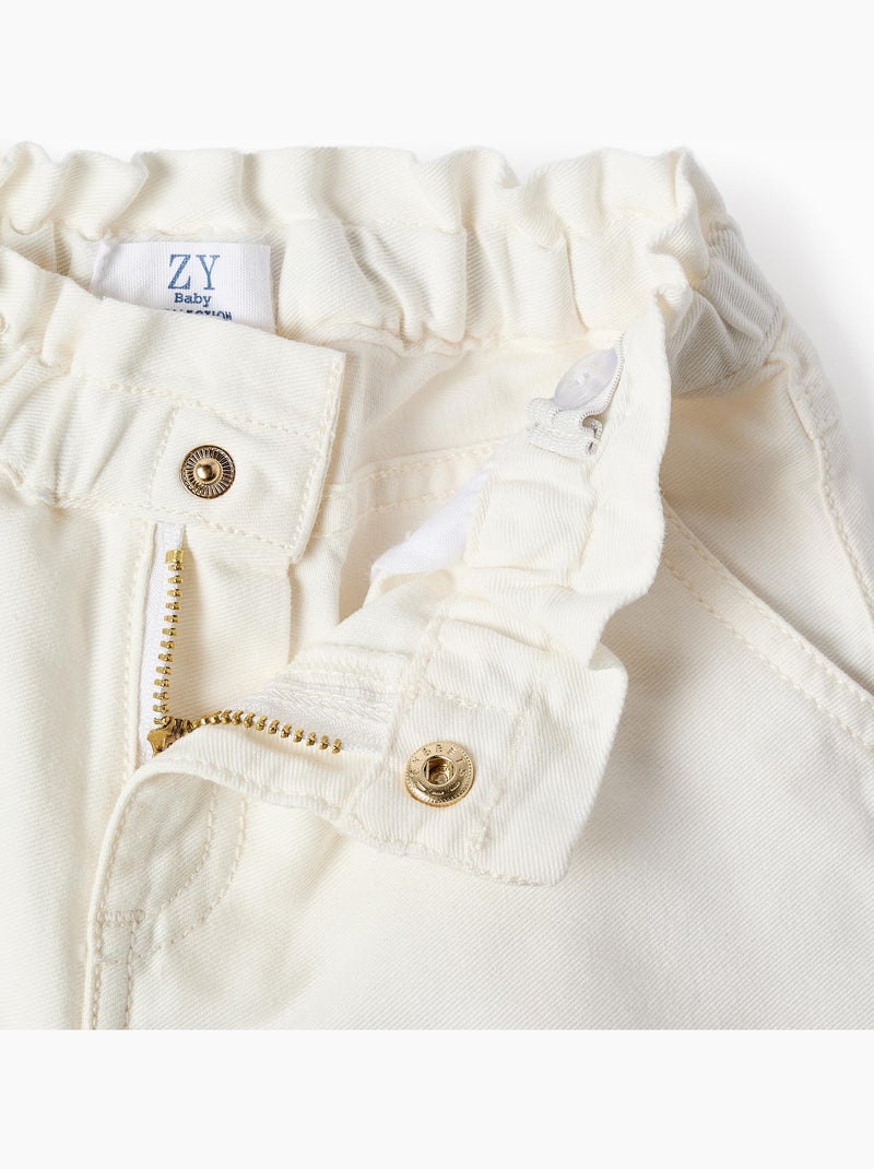 Shorts in twill con broderie anglaise Beige chiaro - Kiabi
