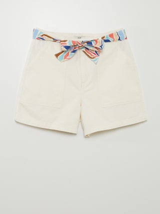 Shorts in twill con cintura colorata