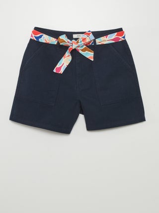 Shorts in twill con cintura colorata