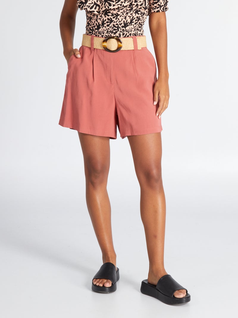 Shorts in twill morbidi con cintura ROSSO - Kiabi