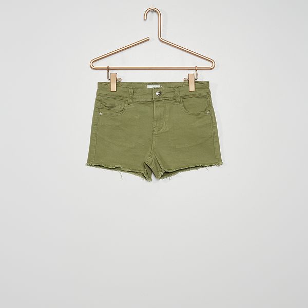 Shorts in twill Bambina 3-12 anni - verde kaki - Kiabi - 7,00€