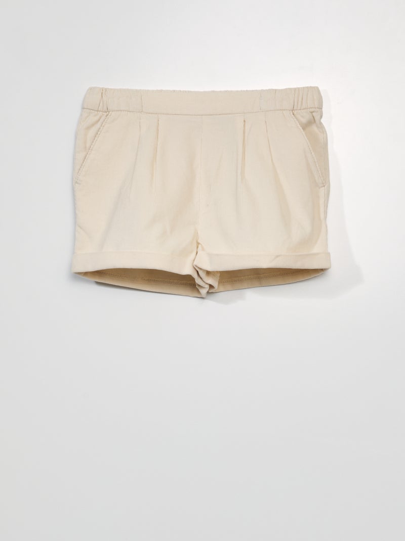 Shorts in velluto a coste BIANCO - Kiabi