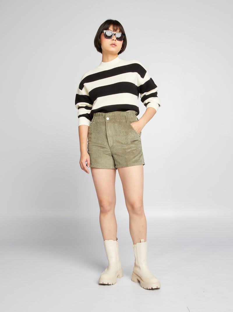 Shorts in velluto a coste verde licheno - Kiabi
