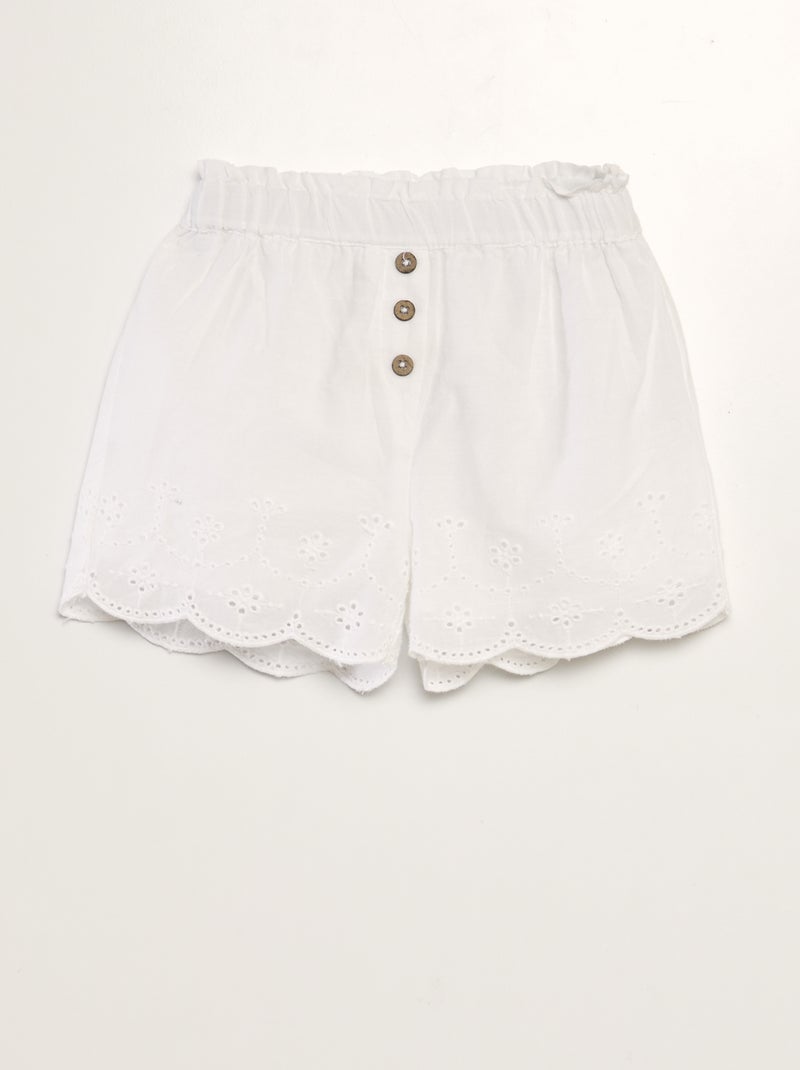 Shorts in voile di cotone bianco - Kiabi