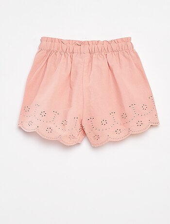 Shorts in voile di cotone con ricami in sangallo 'Disney'