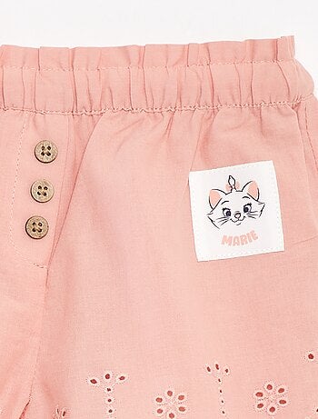 Shorts in voile di cotone con ricami in sangallo 'Disney'