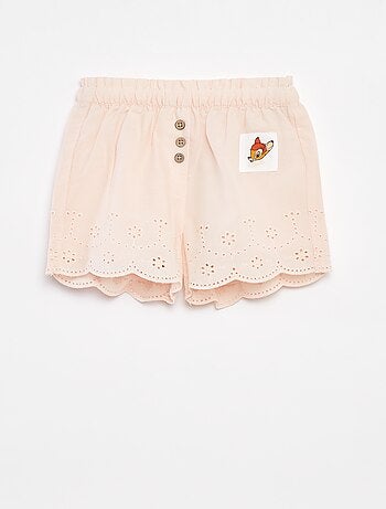 Shorts in voile di cotone con ricami in sangallo 'Disney'