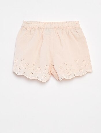 Shorts in voile di cotone con ricami in sangallo 'Disney'