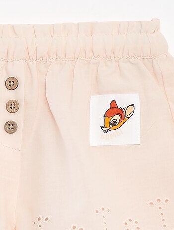 Shorts in voile di cotone con ricami in sangallo 'Disney'