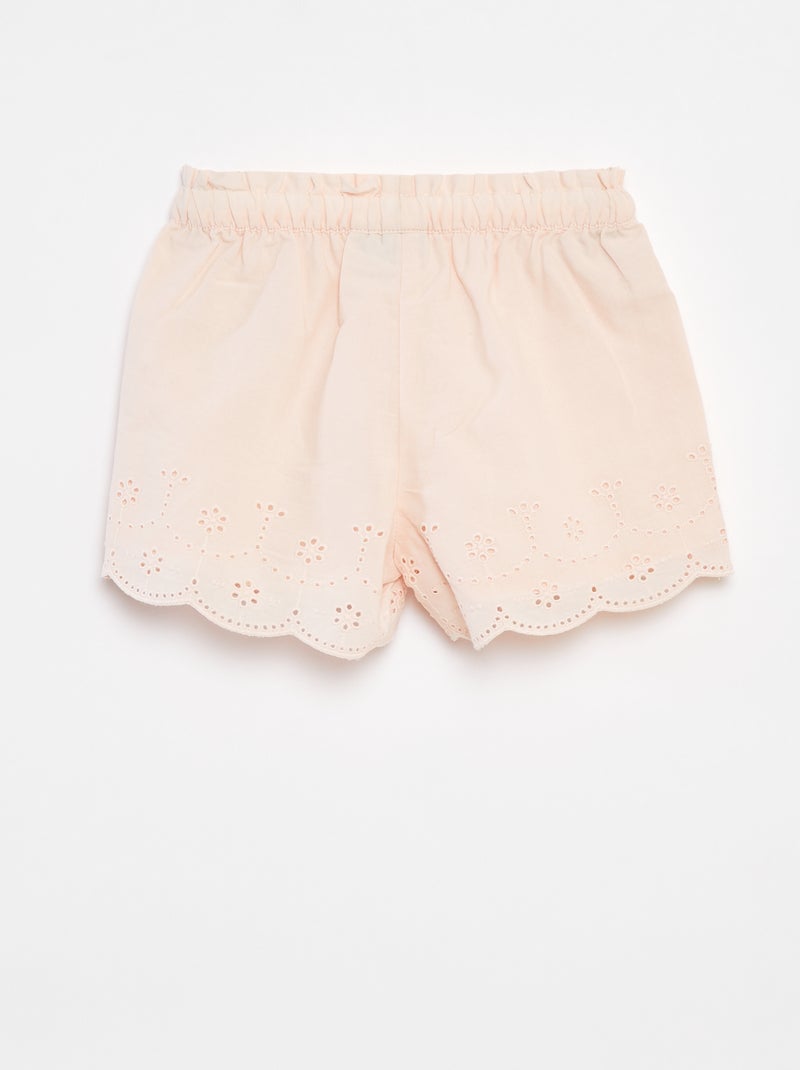 Shorts in voile di cotone con ricami in sangallo 'Disney' ROSA - Kiabi