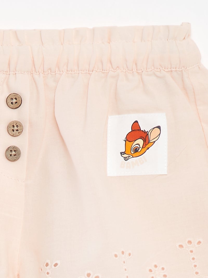 Shorts in voile di cotone con ricami in sangallo 'Disney' ROSA - Kiabi