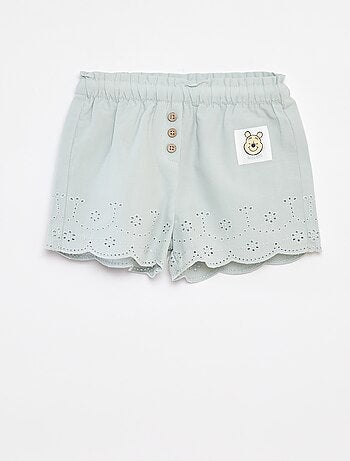 Shorts in voile di cotone con ricami in sangallo 'Disney'