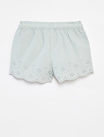 Shorts in voile di cotone con ricami in sangallo 'Disney'