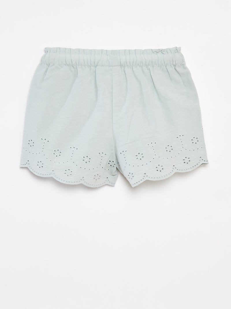 Shorts in voile di cotone con ricami in sangallo 'Disney' VERDE - Kiabi