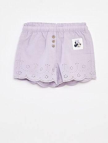 Shorts in voile di cotone con ricami in sangallo 'Disney'