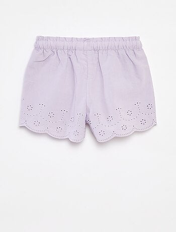Shorts in voile di cotone con ricami in sangallo 'Disney'