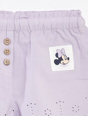 Shorts in voile di cotone con ricami in sangallo 'Disney'